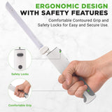 NutriChef Cordless Electric Knife | Easy to Use Constant ON/OFF Safety Function Button | Carve Turkey, Meats, Poultry, Bread, Cheese & More | Lightweight with Contoured Grip Handle | White & Grey NutriChef