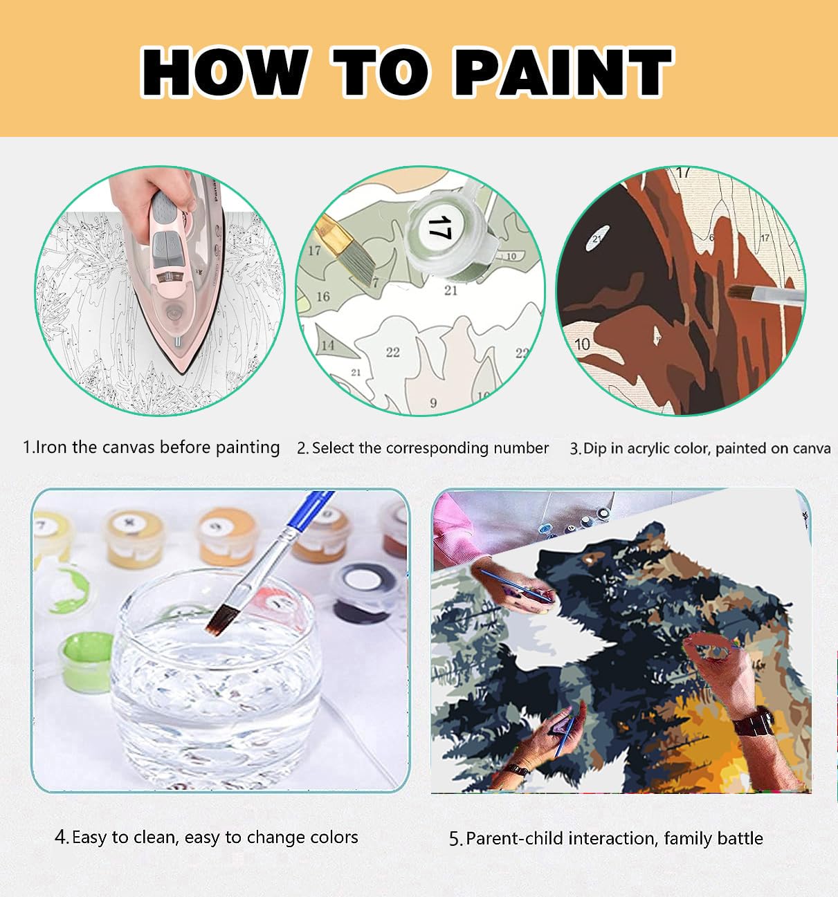 Paint by Numbers for Adults Forest Bear Paint by Numbers Kits for Beginner, DIY Acrylic Paint by Number on Canvas Easy Animal Paint by Numbers for Adults Home Wall Decor 16X16 Inch Without Frame Meothan