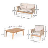 XD Designs 4 Piece Outdoor Patio Furniture Set, Acacia Wood Sectional Sofa wSeat Cushions, All-Weather Patio Conversation Seat with Couches and Coffee Table for Garden Backyard Balcony XD Designs