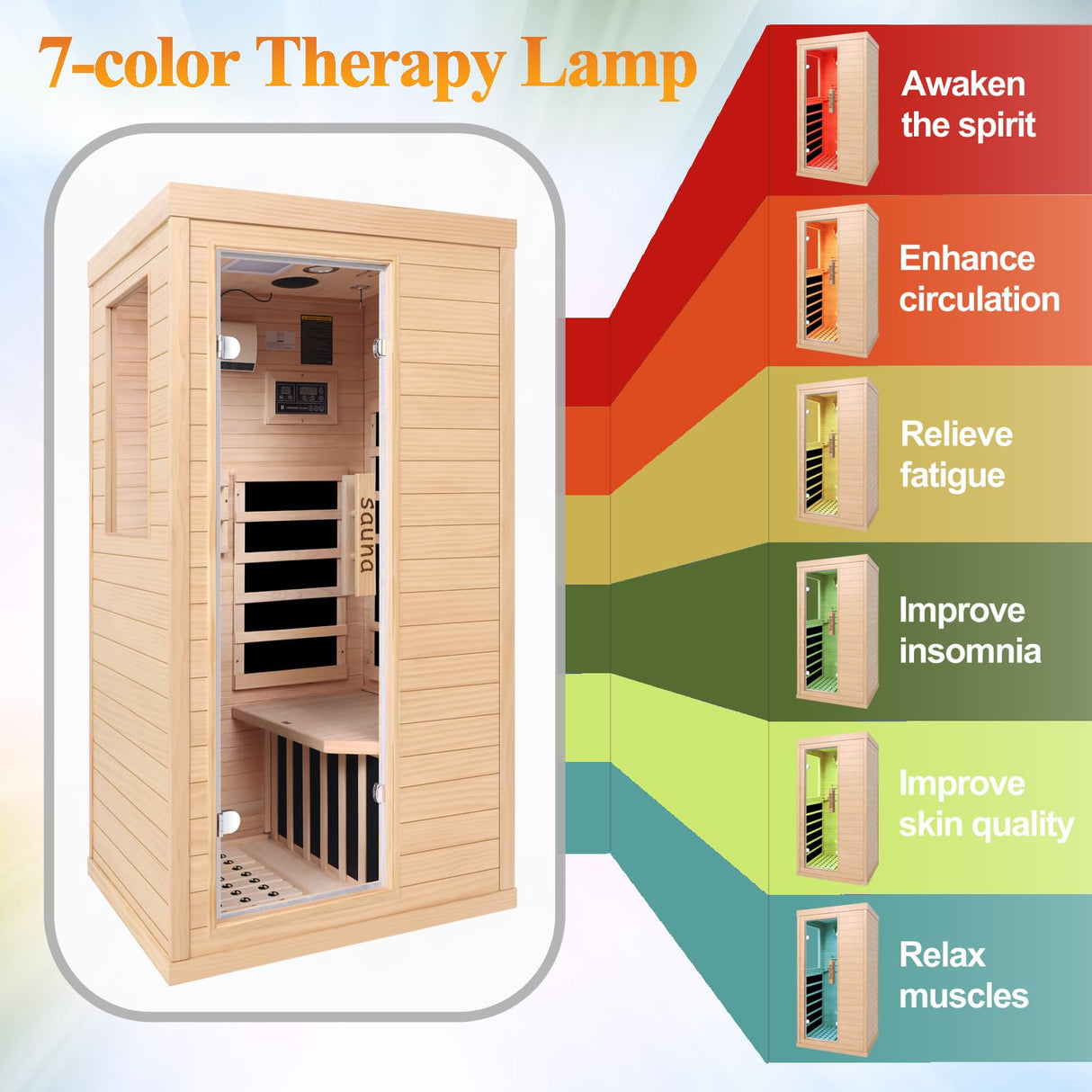 DWKWE Far Infrared Sauna Room for Home Use - 1350W Natural Hemlock Indoor Personal Wooden Personal Dry Sauna with Rapid Heating, Perfect for Athletes, Busy Professionals & Arthritis Sufferers DWKWE