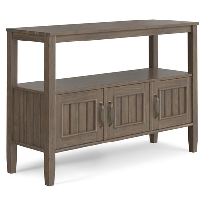 SIMPLIHOME Lev SOLID WOOD 48 Inch Wide Contemporary Console Table in Smoky Brown, for The Living Room, Entryway and Bedroom - WoodArtSupply