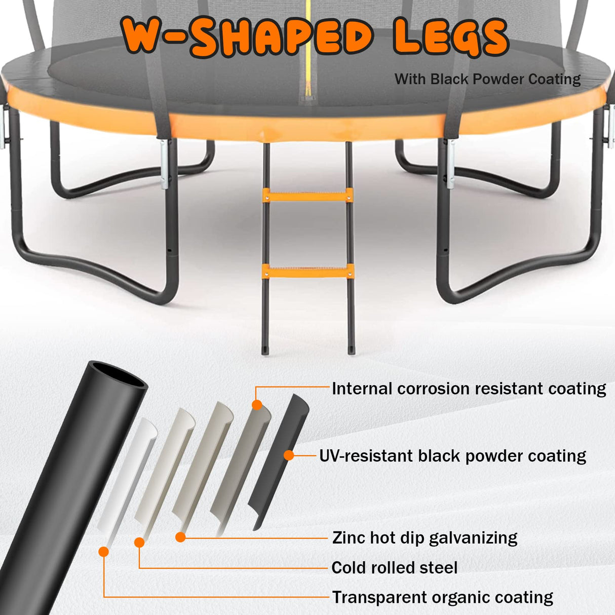 Liyarya 12FT/14FT Trampoline for Kids/Adults - Outdoor Recreational Trampoline with Enclosure Net, Curved Poles and Ladder, Heavy Duty, Anti-Rust Coating, ASTM Approved Liyarya