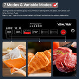 Vakumar Liquid Vacuum Sealer Machine, 90Kpa Vacuum Sealer Machine Preservation Dry/Moist/Liquid Modes, LED Indicator Light, Handle Locked Design, Built-in Cutter and Bag Storage, Removable Drip Tray Vakumar