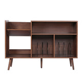QHITTY Record Player Stand, Mid-Century Modern Vinyl Record Storage Cabinet Table with Wood Legs, Turntable Stand Record Holder Holds Up to 300 Albums for Living Room, Bedroom QHITTY