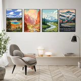 Aestalrcus 4 Pack Framed Paint by Numbers Kit for Adults, National Park Adult Paint by Number Kits, Landscape DIY Acrylic Oil Painting by Numbers for Adults for Gift Home Decor 8x12 inch Aestalrcus