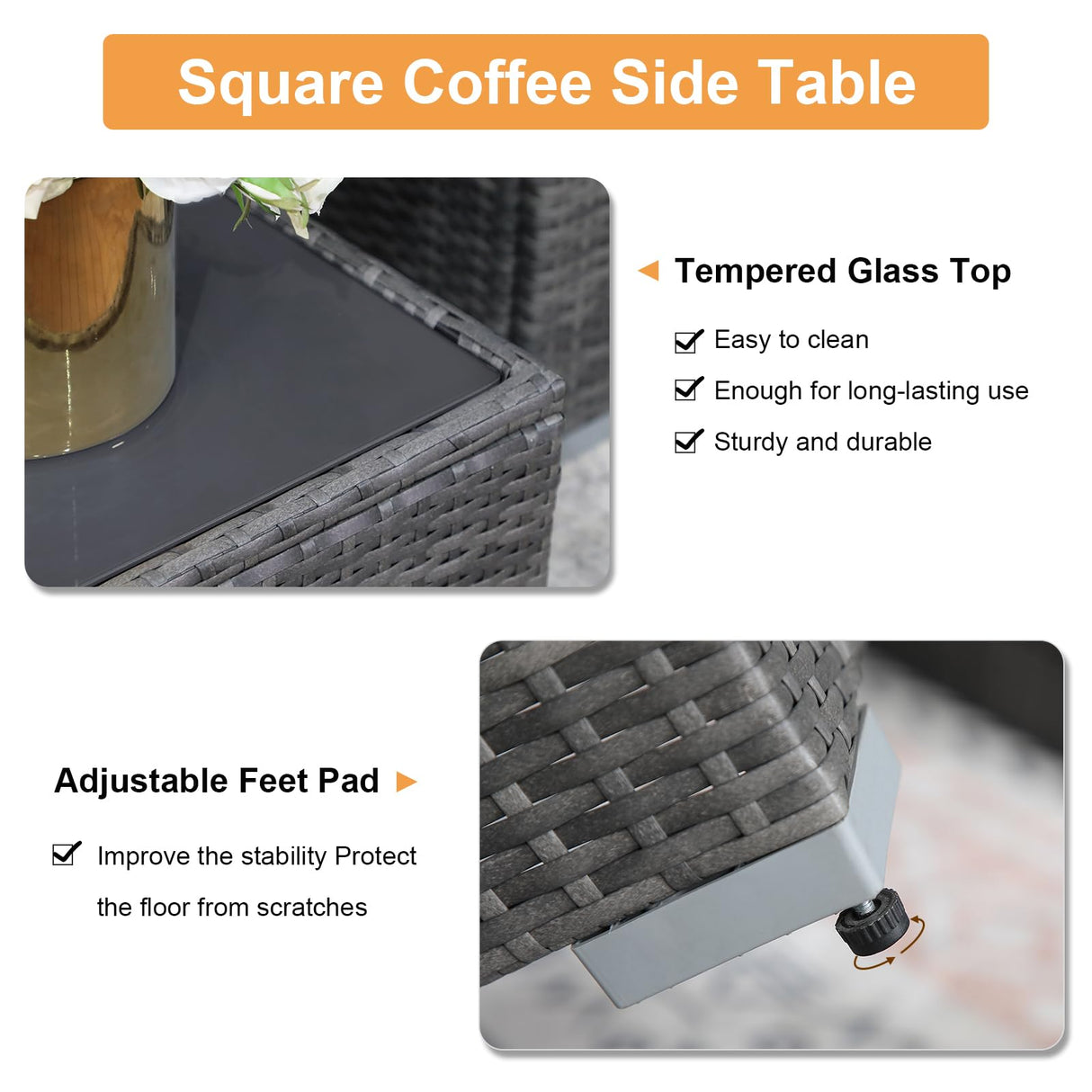 Super Patio Outdoor Patio Furniture Set, 5 Piece PE Wicker Outdoor Sectional Sofa Set, Rattan Patio Conversation Set with Cushions and Coffee Table for Garden, Backyard, Porch, Navy Blue Super Patio