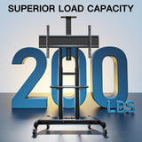 PERLESMITH Mobile TV Stand for 55-90 Inch Flat/Curved Screen TV Max VESA 800x500mm Outdoor TV Cart with Height Adjustable AV Shelf- UL Certificated Rolling Floor TV Stand Holds up to 200Lbs (PSTVMC07) PERLESMITH