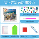 Turtle Diamond Art for Adults, Sea Turtle Special Shape Diamond Painting Kits for Beginner, DIY Diamond Painting Kit for Adults for Gift Relaxation 12x12 inch Ceiomez