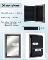 FLYJOE Medicine Cabinet Mirror 20 x 26 Inch Farmhouse Bathroom Mirror Door Solid Wood Storage Cabinet with Adjustable Shelves, Wall Mounted for Bathroom Living Room, Grey FLYJOE