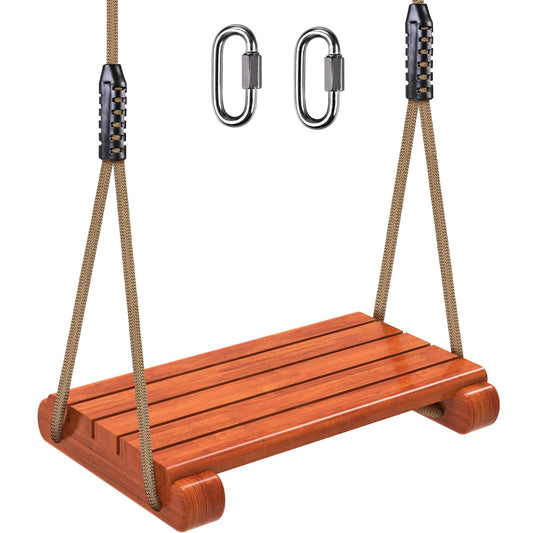 SELEWARE Wooden Swing Seat, Heavy Duty Wood Tree Swing for Adult Kids Playground Swing Sets for Backyard, Indoor Outdoor Flat Swing Seat (17.5 x 8.5 Inch) with Adjustable Rope - WoodArtSupply