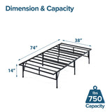 ZINUS SmartBase Compack Mattress Foundation, 14 Inch Metal Bed Frame, No Box Spring Needed, Sturdy Steel Slat Support, Twin Zinus