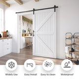 EaseLife 42in x 84in Sliding Barn Door with 7FT Barn Door Hardware Track Kit Included,Solid LVL Wood Slab Covered with Water-Proof & EaseLife