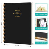 Taja Meeting Notebook for Work Organization - Work notebook with action items, Meeting Minutes Planner Notebook, Perfect Office Supplies for Men & Women - Black Taja