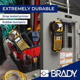 Brady M210 Portable Label Printer with Rubber Bumpers, Multi-Line Print, 6 to 40 Point Font (Replaces BMP21-PLUS Printer), Yellow/Black, 9.5 in H x 4.5 in W x 2.5 in D Brady