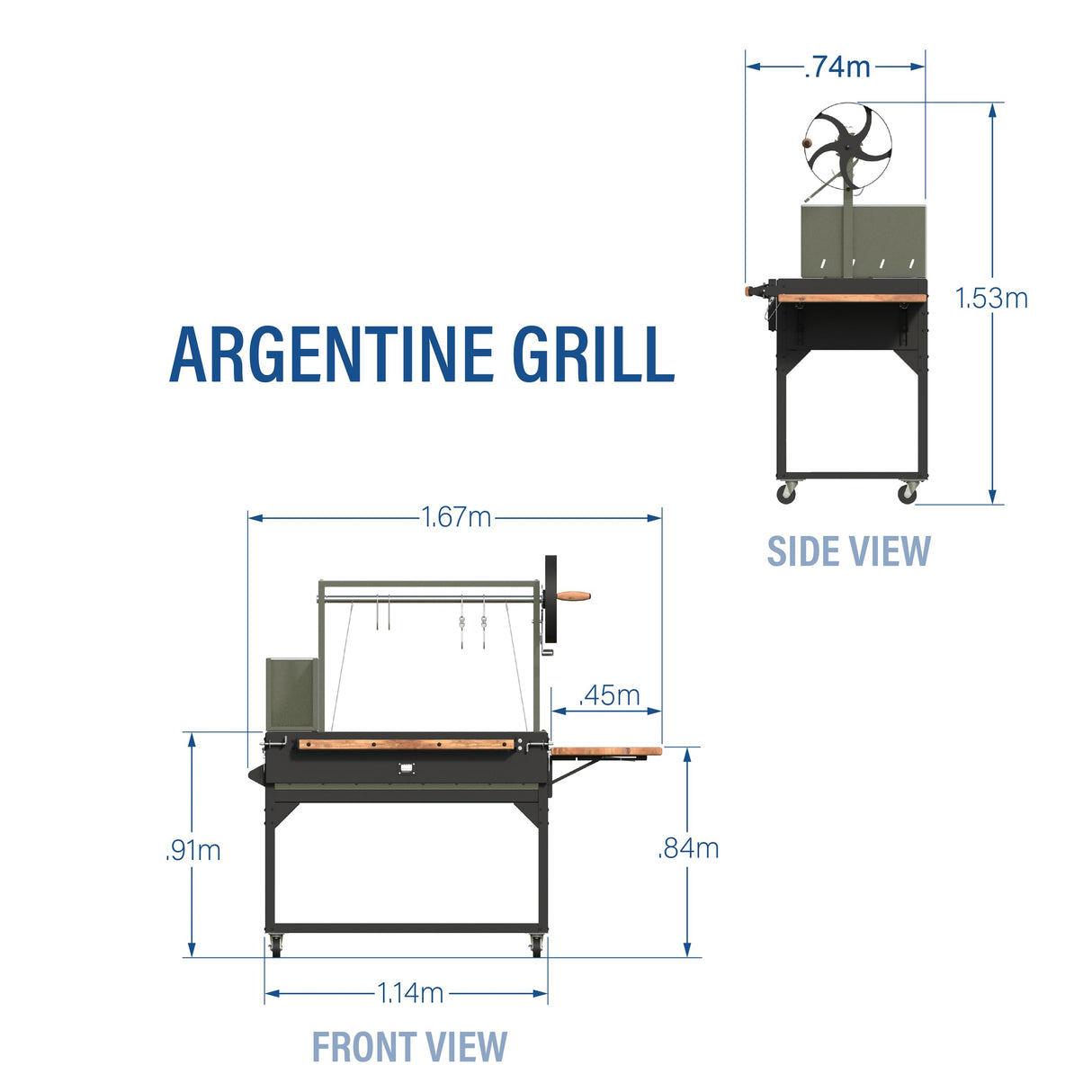 Backyard Discovery Argentine Santa Maria 5 ft. x 2 ft. Stainless Steel BBQ Grill with Powder-Coated Steel, Adjustable Grill Grates, Fire Brick, Charcoal, S-Hooks for Authentic Gaucho Outdoor Grilling Backyard Discovery