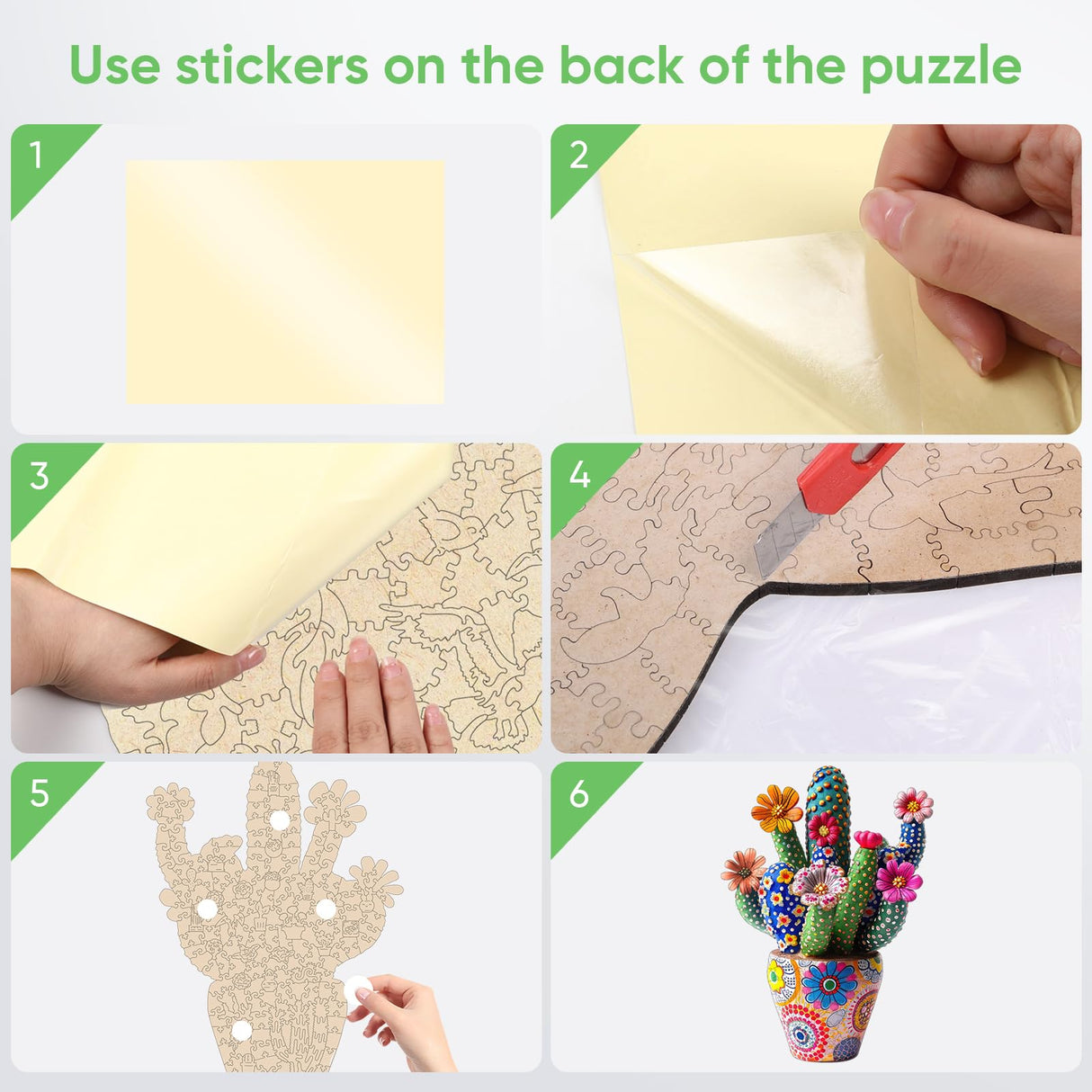 Mys Aurora Puzzles for Adults Cactus Flower Wooden Puzzles, 500 Pieces Unique Shaped Liberty Jigsaw Puzzles, Birthday for Adults and Kids, Fun Challenge Family Game 16.7'' x 23.4'' Mys Aurora