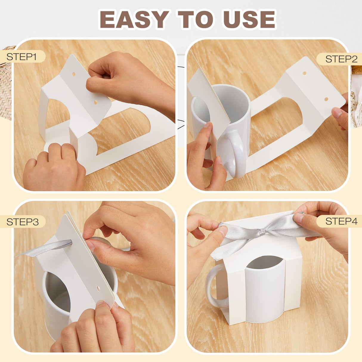 Kosiz 36 Pcs Mug Boxes Sublimation Mugs Gift Bags Mug Box Gift Box with Window Mug Boxes for Shipping Selling Gift Packaging Box for Mugs Gift Wrapping (for 11oz Mug,White, Silver) Kosiz