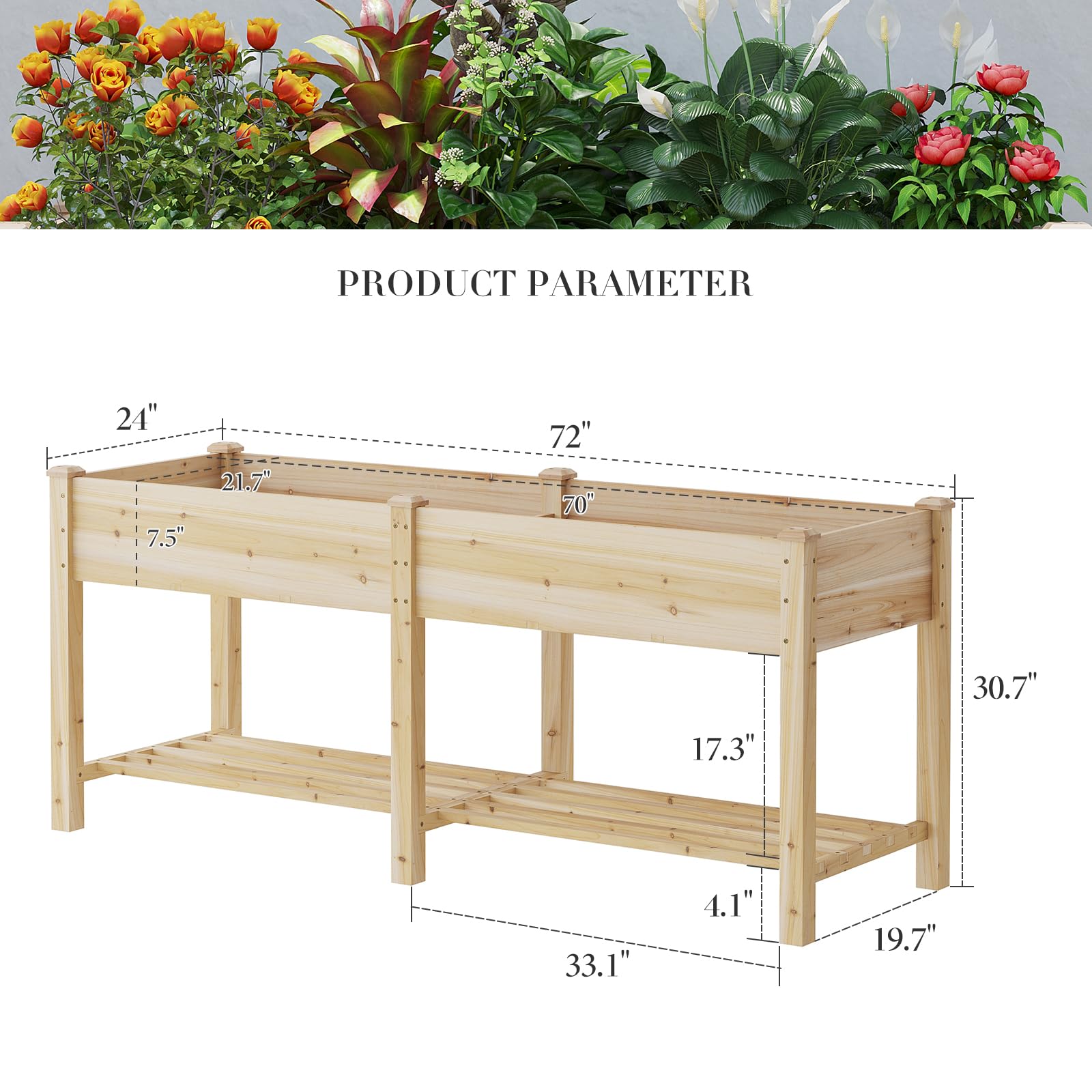 PULIJIAJU Wooden Raised Garden Bed ，Raised Planter Box with Legs, Wood Planter -Grow Herbs and Vegetables Outdoors – Naturally Rot-Resistant - Unmatched Strength Lasts Years (HCH-L) - WoodArtSupply