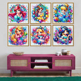 DAZZLEDOTS Diamond Art Kits for Adults, 6 Pack Cartoon Diamond Painting Kits for Beginner Princess DIY 5D Full Drill Diamond Dots Crafts for Home Wall Decor Gifts 12x12 Inch DAZZLEDOTS