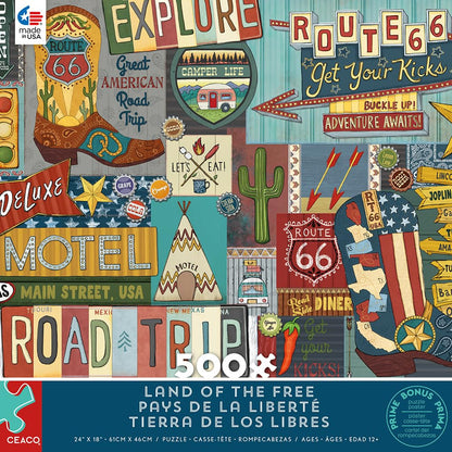 Ceaco - Land of The Free - Route 66 Road Trip - 500 Piece Jigsaw Puzzle