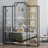 Auromie Triple Wide 5-Tier Bookshelf, 70.87" L x 79.13" H Extra Large Bookcase, Tall Open Etagere Display Shelf with Metal Frame, Freestanding Modern Storage Shelves for Home Office, Black&White Auromie