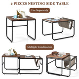 Giantex Nesting Coffee Table Set of 2, Stackable Side Table w/Side Pocket, Accent Nightstand, Industrial End Table w/Steel Frame for Living Room Bedroom Office, Easy Assembly, Rustic Brown Giantex