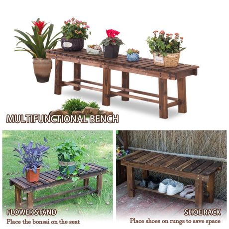 LSPYYDS Outdoor Garden Bench, 2-Person Wood Patio Bench Weatherproof Outdoor Backless Bench, Anti-Corrosion and Anti-Rust Garden Benches for Garden Lawn Porch Park Backyard 90x35x40cm LSPYYDS