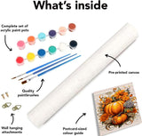 MjhRcll Fall Paint by Numbers for Adults,Pumpkin Paint by Numbers Kits for Beginner,Autumn Paint by Number on Canvas for Holiday Home Wall Decor 16X20 Inch MjhRcll