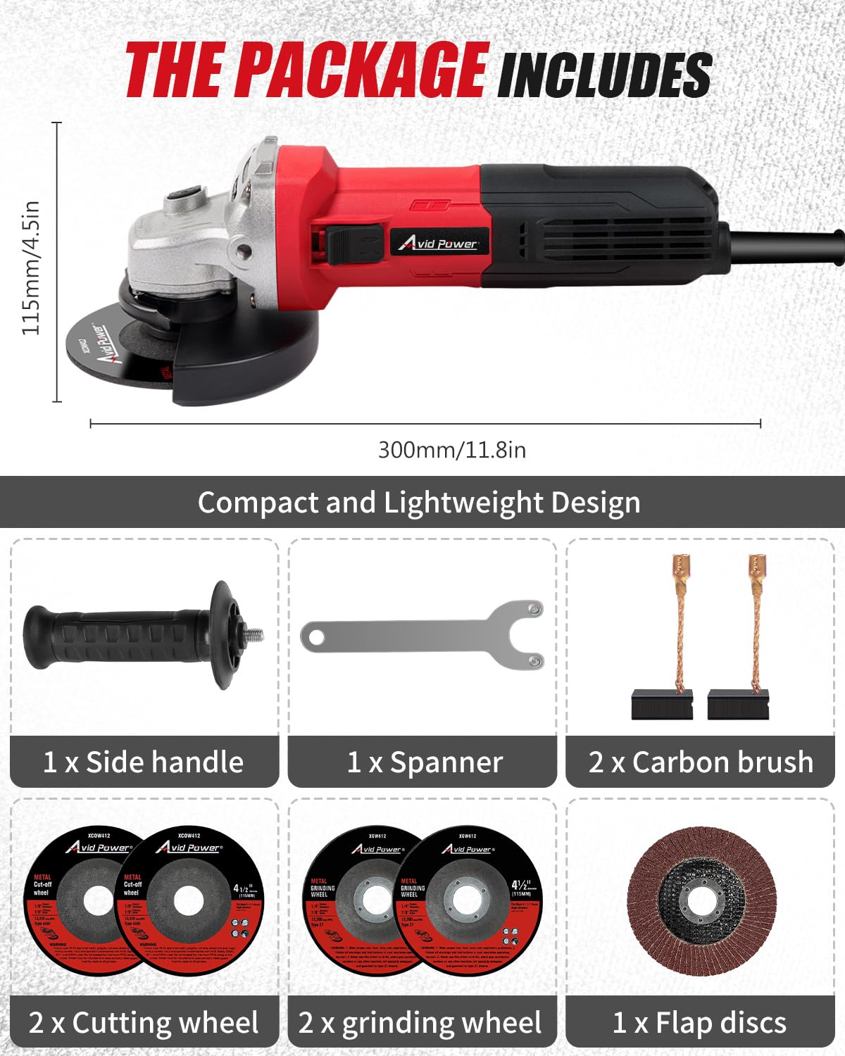 AVID POWER Angle Grinder, 7.5-Amp 4-1/2 inch Electric Grinder Power Tools with Grinding and Cutting Wheels, Flap Disc and Auxiliary Handle for Cutting, Grinding, Polishing and Rust Removal -  - WoodArtSupply