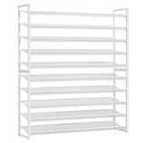 Nunsino Shoe Rack, Long Shoe Organizer,Max Holds 62 Pairs,10 Tier Metal Shoe Storage Shelf,5-Tier Stackable Shoes Organizer for Garage, Entryway,White Nunsino