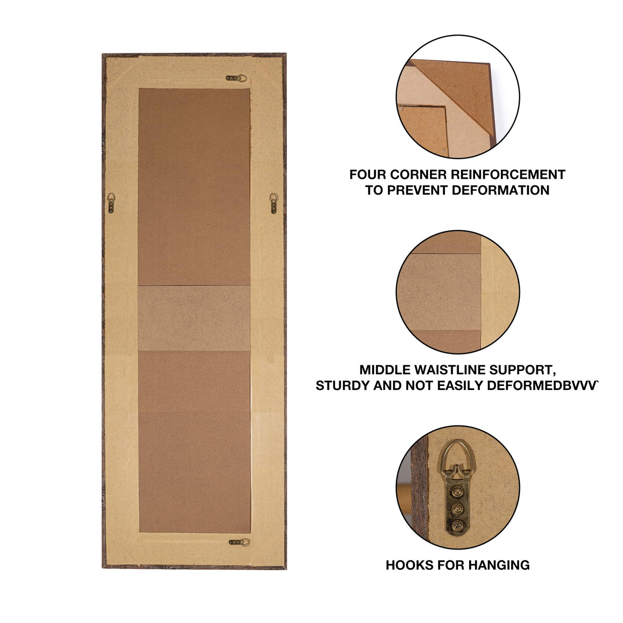 Syndra Modern Design Full Length Mirror, 61"L x 22"W, Wall Mounted, Rectangular, Framed, Wood/wood tone, HD Reflections, Shatterproof, Frosted Edges, Home Decor, Bedroom, Bathroom, Living Room Syndra