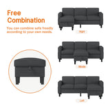 ZeeFu Convertible Sectional Sofa Couch: Dark Gray 3Seat L-Shaped Sectional Sofa Couches with Storage Ottoman - Modern Linen Fabric Small Sofa Furniture Set for Living Room Office Small Space Apartment ZeeFu