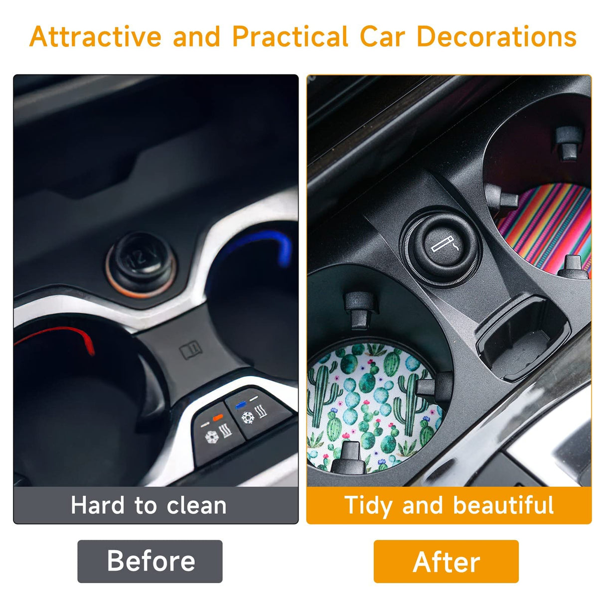120PCS Sublimation Blanks Car Coasters, Absorbent Auto Coasters for Cup Holders, Neoprene Car Coasters Absorb Spills to Keep Cupholders Clean Valyria