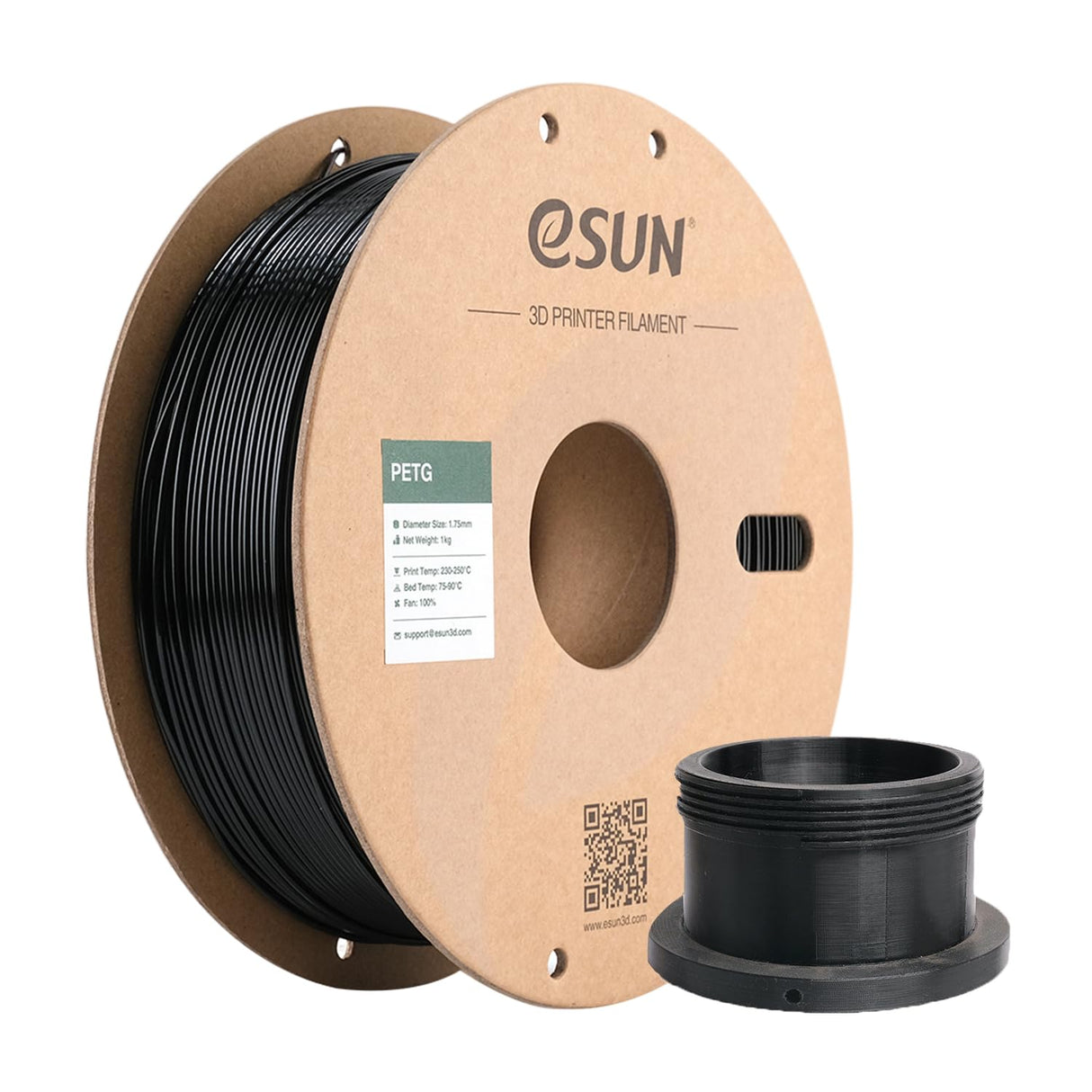 eSUN PETG Filament 1.75mm, 3D Printer Filament PETG, Dimensional Accuracy +/- 0.05mm, 1KG Spool (2.2 LBS) 3D Printing Filament for 3D Printers, Solid Black eSUN