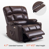 MCombo Large-Wide Lay Flat Dual Motor Power Lift Recliner Chair Sofa with Massage and Heat for Big Elderly People, Infinite Position, Faux Leather R7688 (Dark Brown, Large-Wide) MCombo