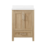 OVE Decors Kansas 24" Single Sink Bathroom Vanity Set with Countertop, Fully-Assembled | Ceramic Sink and Backsplash Included | 02 Doors, 01 Drawer, 24 inches, White Oak OVE Decors