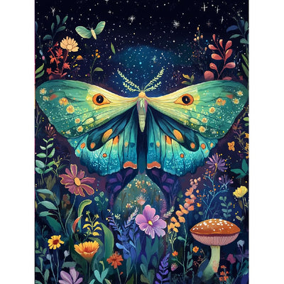 VividMeng Moth Diamond Art Kits for Adults,Mushroom Diamond Painting Kit for Adults,DIY Full Drill Diamond Painting Moth Gem Art and Crafts 12x16inch