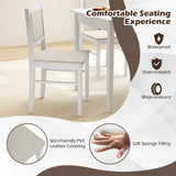 Tangkula Dining Table Set for 4, Farmhouse Solid Wood Dinette Set w/Rubber Wood Legs, Upholstered Seat & Padded Backrest, Mid-Century Modern Dining Table and Chairs Set for Kitchen, Dining Room Tangkula