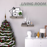 Floating Shelf with Drawer, Floating Nightstand for Bedroom - 16” Wall Shelf, White Floating Shelf with Storage, Floating Shelf for Office Bathroom Kitchen Floating Bedside Table (Light Grey) Bloddream