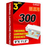 CAREGY Thermal Laminating Pouches, 300 Pack Laminating Sheets, 3 Mil, 9 x 11.5 Inches Lamination Sheet Paper for Laminator, Clear, Letter Size, Office and School Supplies CAREGY