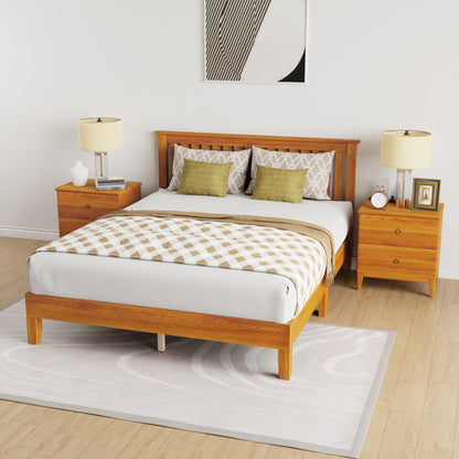 Solid Wood Platform Bed Frame with Headboard and Storage - Durable, Easy Assembly, No Box Spring Needed - WoodArtSupply