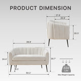 Aortzio 50.2'' Loveseat Sofa, Modern Sherpa Boucle 2-Seater Sofa with Metal Legs, Comfy Upholstered Small Accent Couch for Living Room Bedroom Office (White). Aortzio