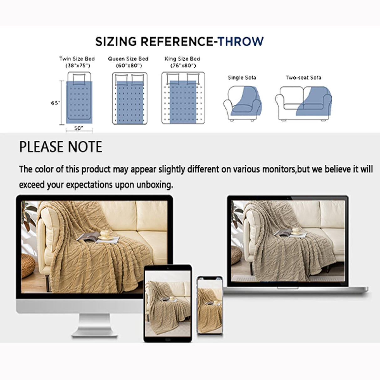 YUSOKI Sherpa Throw Blanket-3D Stylish Design Super Soft Fuzzy Cozy Warm Blanket Thick Plush Fluffy Furry Blankets for Teen Girls Women Couch Bed Sofa Chair Men Boys Gift(Tan,50"x65") YUSOKI