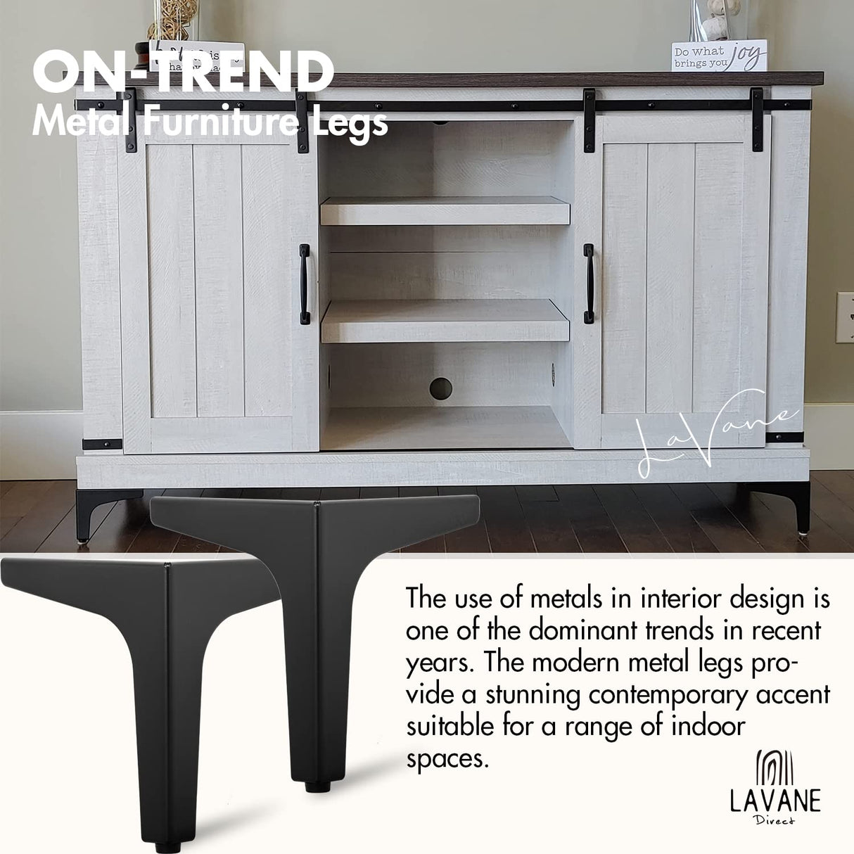 La Vane 4 inch Metal Furniture Legs, Set of 4 Modern Iron Diamond Triangle Furniture Feet DIY Replacement Black for Cabinet Cupboard Sofa Couch Chair Ottoman La Vane