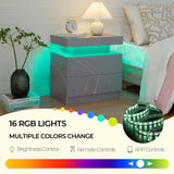 Bingoday LED Nightstand LED Bedside Table with 2 Drawers, Wooden Cabinet Unit with LED Lights for Bedroom, End Table Side Table for Bedroom Living Room Bingoday