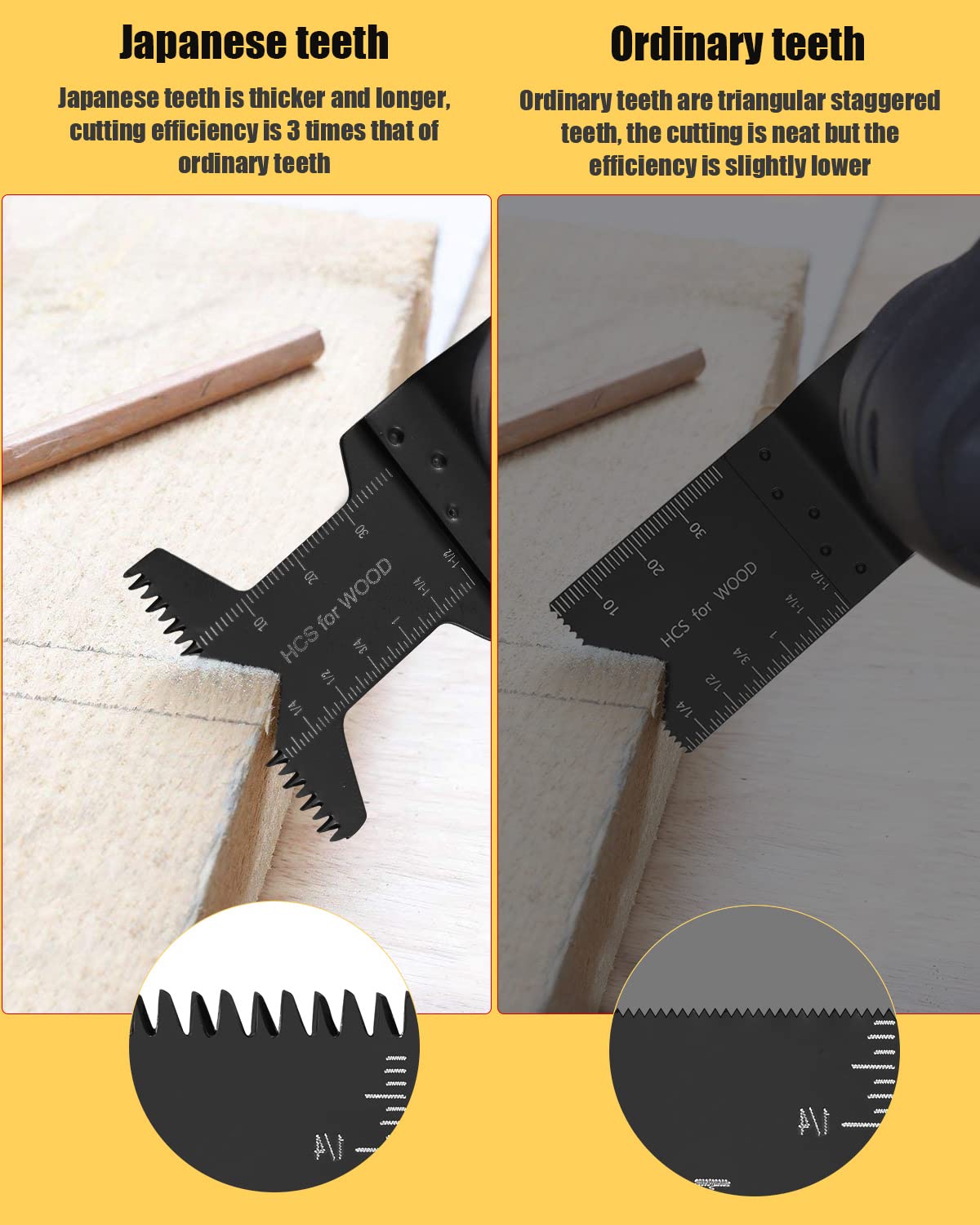 60pcs Oscillating Saw Blades, 2023 Upgrade Efficient Oscillating Blades, Japanese Long Teeth, Quick Release Multi Tool Blades Kits for Plastics, Universal Multitool Blades Wood Fit Almost All Model Royars