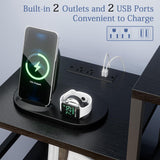 HPWLYO 9 Drawer Dresser with LED Light, Tall Fabric Drawers Dresser for Bedroom with Power Outlets, Dressers & Chests of Drawers with 3 Shelves for Bedroom HPWLYO