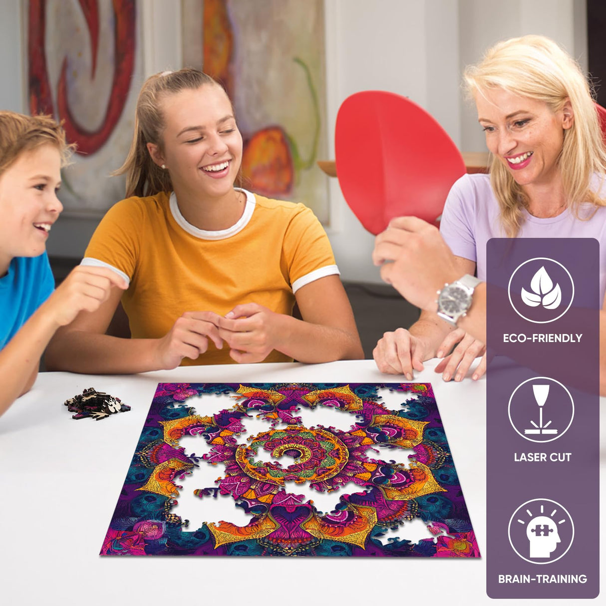 Purple Mandala Wooden Puzzles, 500 Pieces Jigsaw Puzzles 15.9'' x15.9'', Unique Design Liberty Wooden Puzzles for Adults and Kids, Family Game Gift Royal Size delobil