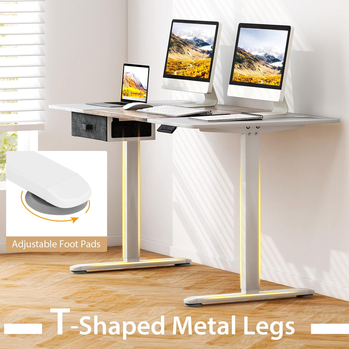 Giantex Electric Standing Desk, 55" x 28" Height Adjustable Desk with Memory Preset Controller, Storage Drawer, USB Charging Port, 2 Cable Holes, Stand Up Computer Desk for Home, Office, Gray Giantex