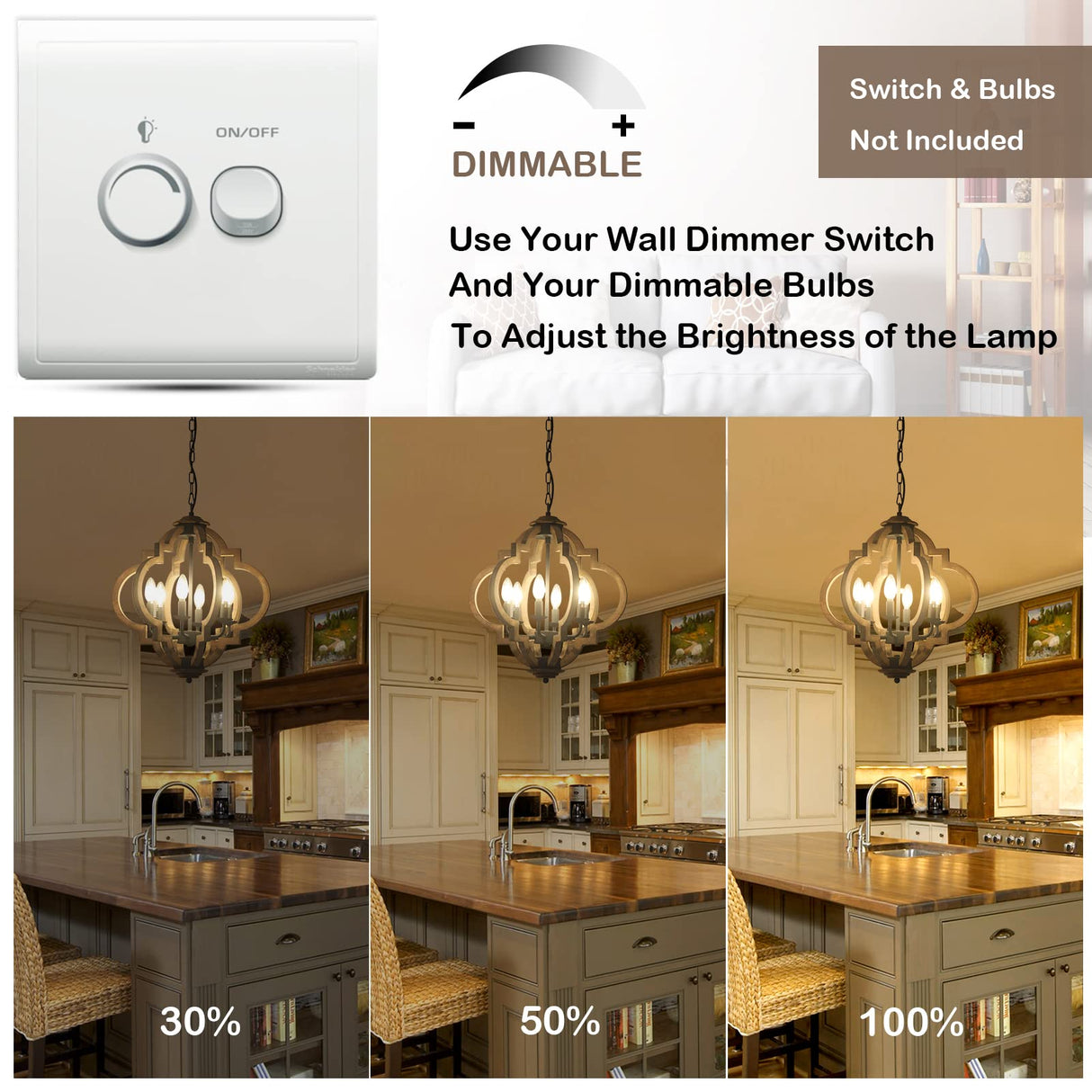 Eayaya Farmhouse Chandeliers for Dining Room, 6-Light Rustic Dining Room Light Fixture Over Table, Wood Black Hanging Pendant Lights Kitchen Island, Boho Chandelier for Bedrooms Entryway Living Room Eayaya